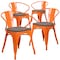 Flash Furniture Orange Metal Chair with Wood Seat and Arms, PK4 4-CH-31270-OR-WD-GG - alternate 5